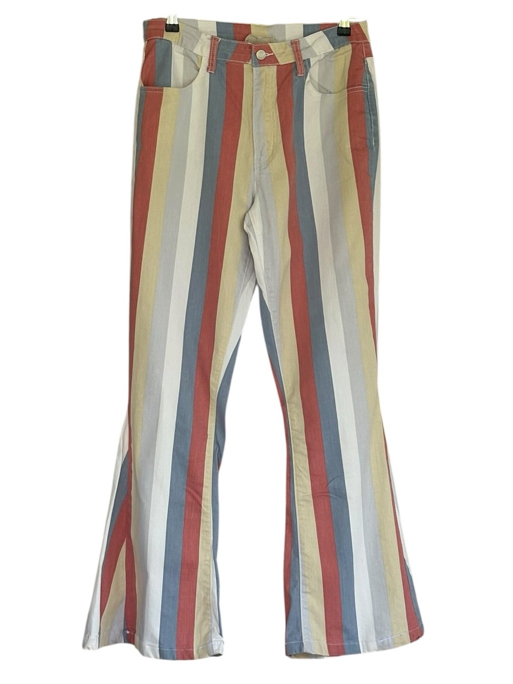 Saints & Hearts Striped Flare Zip Up Jeans Size L (30W 30L)